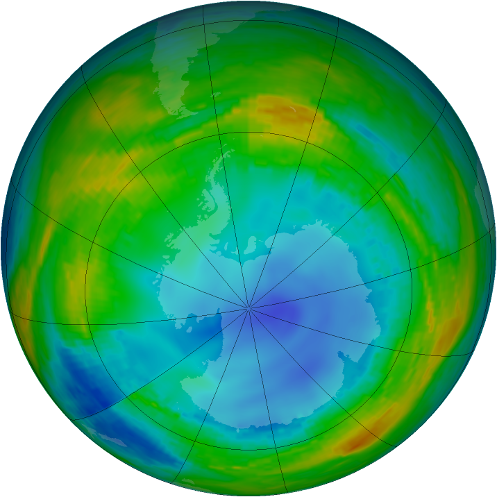 Antarctic ozone map for 04 August 1990
